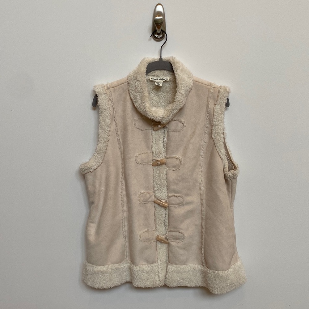 Telluride Clothing Co. Beige Tan Faux Suede Shearling Vest Women's Size‎ Large